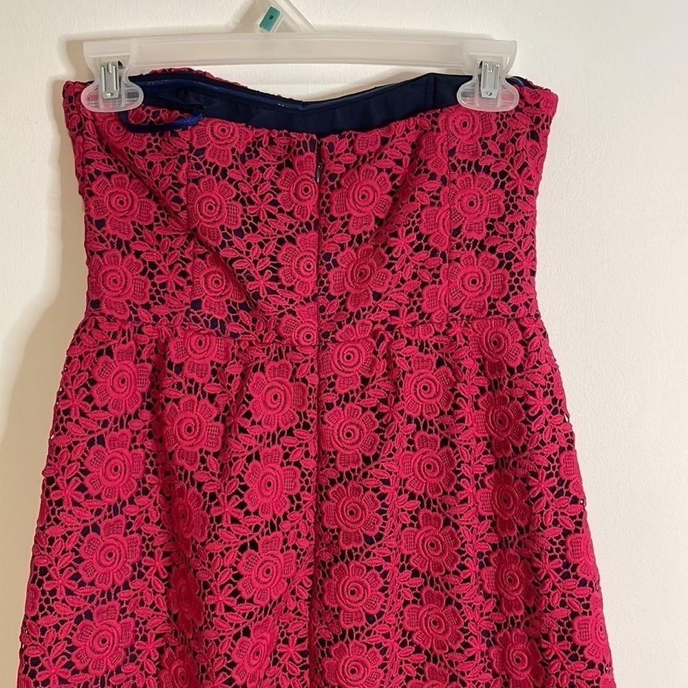 Julie Brown Crochet Dress Strapless SM Pink JB Embroidery Floral Mini Lace Femme - Picture 11 of 16